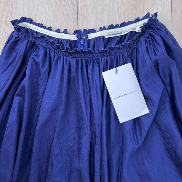 NWT BOURIE Runway Cobalt Blue Plisse Midi Skirt With Pockets US Sz M / Korean L - Picture 3 of 14